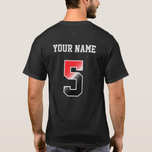 Custom Red Number 5 Personalized  T-Shirt