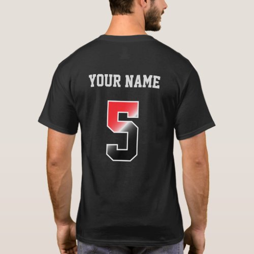 Custom Red Number 5 Personalized  T_Shirt