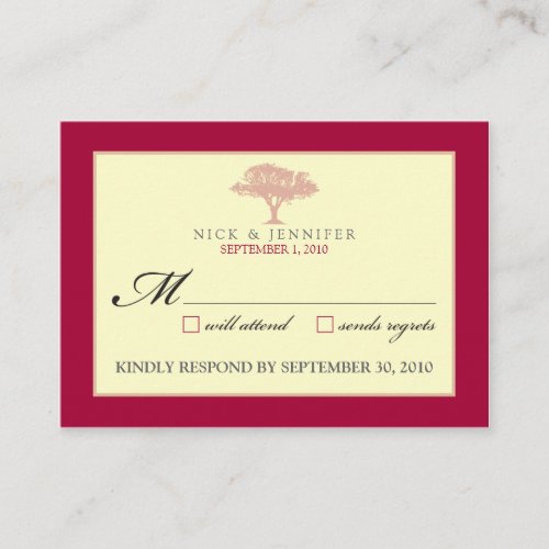 ::CUSTOM:: Red Oak Tree 3.5"x2.5" RSVP Card Business Card Templates