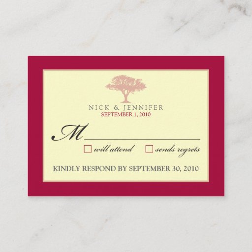 Customizable ::CUSTOM:: Red Oak Tree 3.5"x2.5" RSVP Card Business Card Templates
