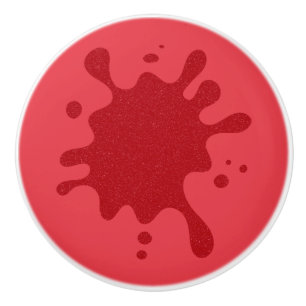 Custom Red-on-Red Splash Ceramic Pull Knob