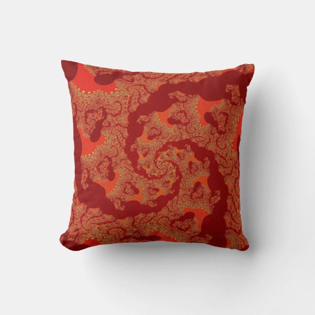 Custom Red Orange Swirl Throw Pillow (Front)