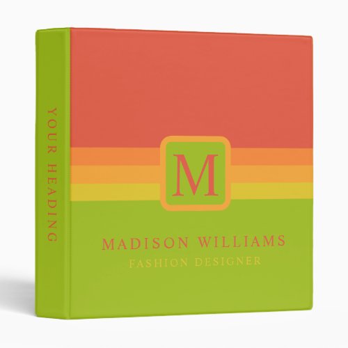 Custom Red Orange Yellow Green Color Block 3 Ring Binder