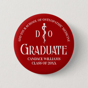 Custom Red Osteopathic Medical School Graduation Button