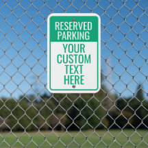 Custom Red Parking Sign, Reserved Parking Sign