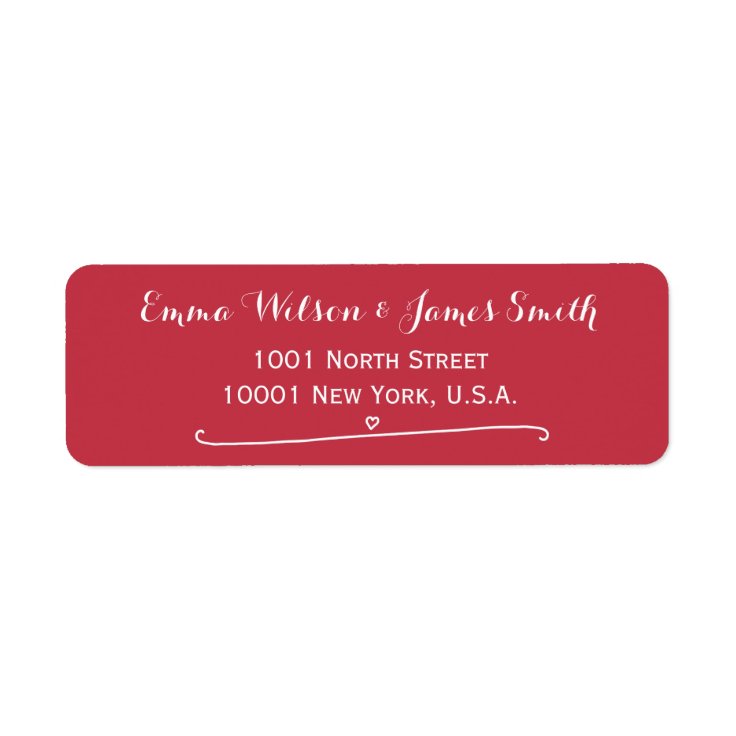 Custom Red Personalized Address Labels Heart Zazzle