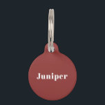 Custom Red Pet ID Tag<br><div class="desc">Customize this ID Tag with your pet's name on the front and contact info on the back. White text on a red background.  Perfect for your fur family!</div>