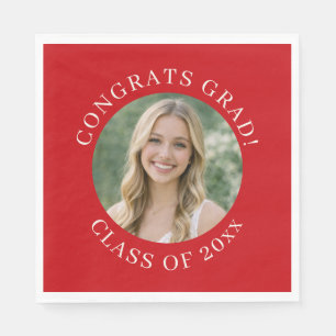 Custom Red Photo Graduation Congrats Grad Party Napkins