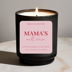 Custom Red & Pink "Mama’s Melt Down" Candle Square Sticker
