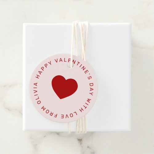 Custom red pink simple  VALENTINEâS DAY gift tag 