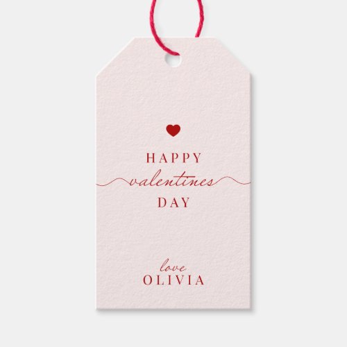 Custom red pink simple  VALENTINEâS DAY gift tag 