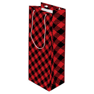 Custom Red Plaid gift bag, personalized Christmas Wine Gift Bag