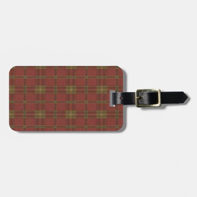 Custom Red Plaid Luggage Tag (Front Horizontal)