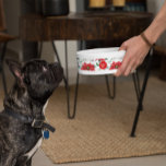 Custom Red Poinsettia Holly Berry Christmas Pet Bowl<br><div class="desc">Add some Christmas cheer to your pet's day with this custom Christmas pet bowl featuring red poinsettia and holly berry. You can personalize it and write your or your loved one's pet's initials by clicking on the “personalize this template” button. Perfect Christmas gift for pet lovers.</div>