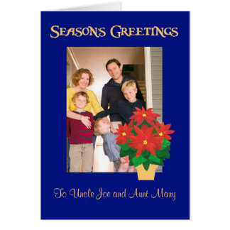Custom Red Poinsettias Season's Greetings Photo Cards