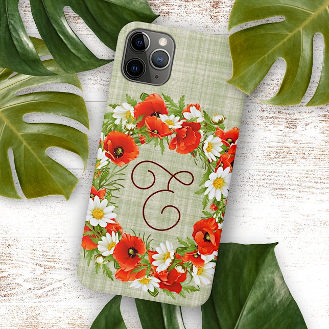 Custom Red Poppy Flowers White Yellow Daisy Floral iPhone Case (Creator Uploaded)