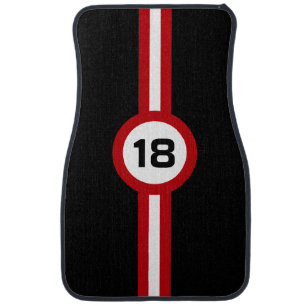 Custom Red Racing Stripe car floor mats