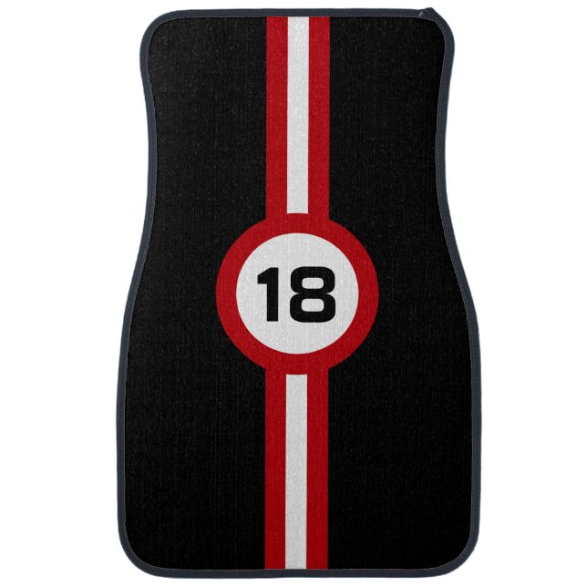 Custom Red Racing Stripe car floor mats (Front)