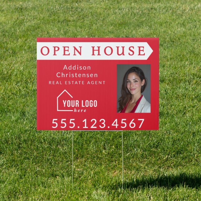 Custom Red Real Estate Open House Yard Sign (Insitu)
