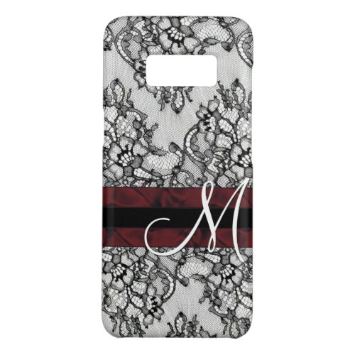 Custom Red Ribbon Black Floral Lace Art Pattern Case_Mate Samsung Galaxy S8 Case