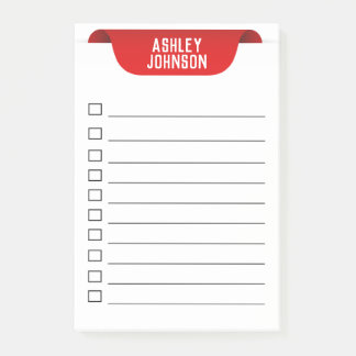 Custom Red Ribbon Name Tag Post-it Notes