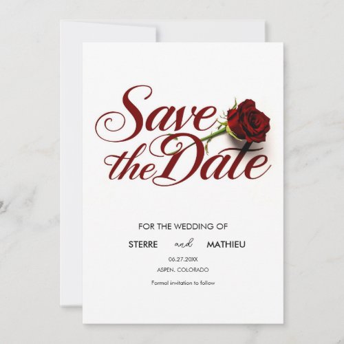 Custom Red Rose Wedding Save The Date