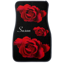 Custom Red Rosebud on Black Set of 2 Car Floor Mat Custom Red Rosebud on Black Set of 2 Car Floor Mat