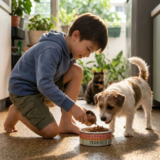 Custom Red & Sage Green Diamond Pet Bowl