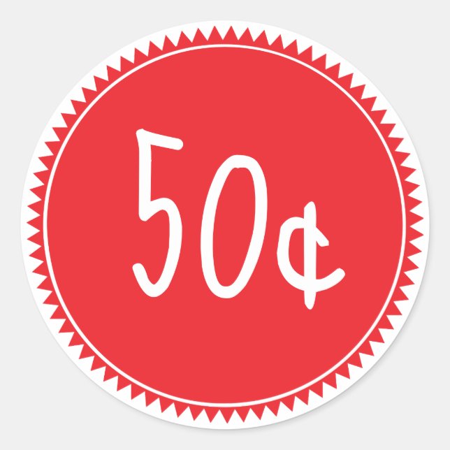Custom Red Sale Price tag Round Sticker (Front)