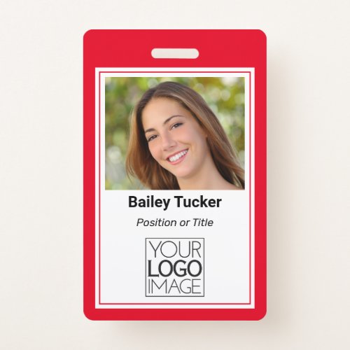 Custom Red Simple Color Professional Name Badge