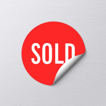 Custom Red Sold Sticker by businessessentials at Zazzle