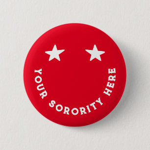 Custom Red Sorority Trendy Retro Be Happy Button