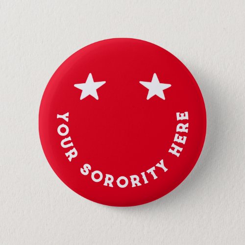 Custom Red Sorority Trendy Retro Be Happy Button