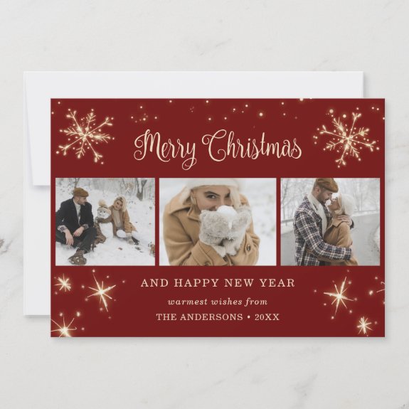 Custom Red Sparkly Snowflake Photo Collage