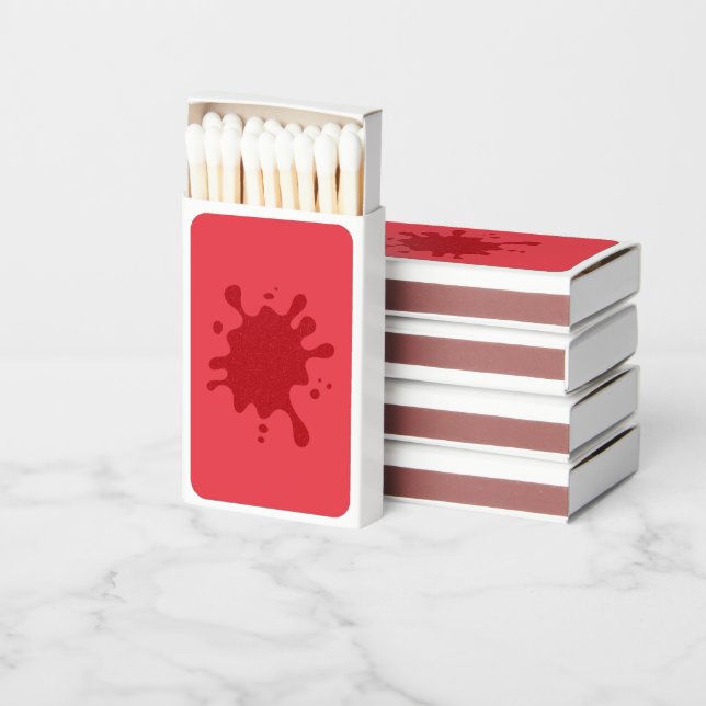 Custom Red Splash Matchbox Set (50 pcs) Matchboxes (Stacked)