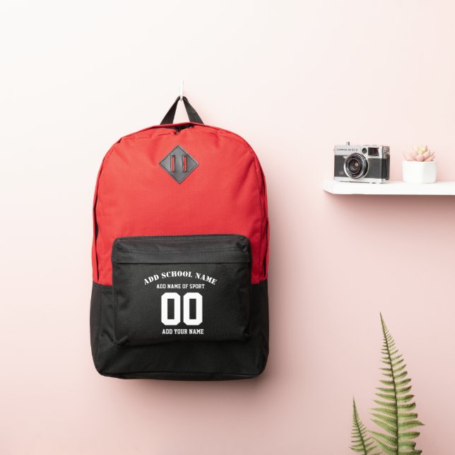 Custom Red Sports Jersey Backpack | Personalized (Insitu)