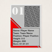 Custom Red Sports Trading Card (Back)