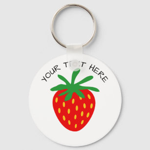 Custom red strawberry fruit round button keychains