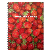 Custom red strawberry photo food journal notebook