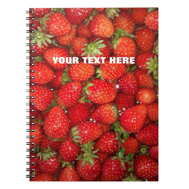 Custom red strawberry photo food journal notebook (Front)