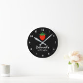 Custom red strawberry round kitchen wall clock (Home)
