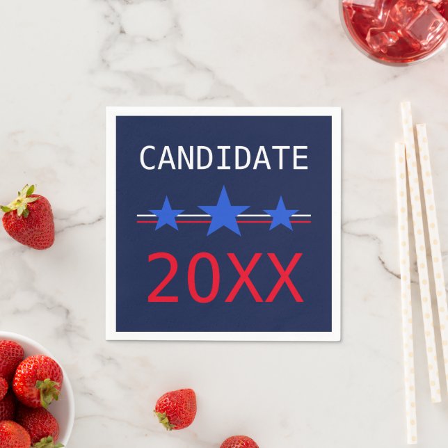 Custom Red Stripes And Blue Stars 2024 Elections Napkins (Insitu)