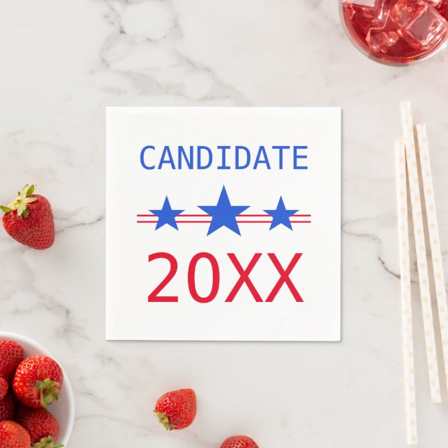 Custom Red Stripes And Blue Stars 2024 Elections Napkins (Insitu)