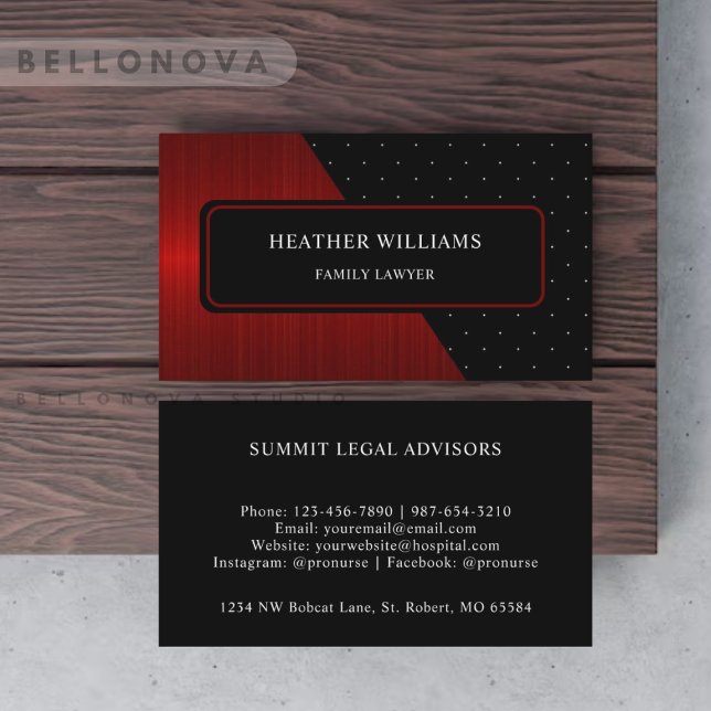 Custom Red Stripes Black White Polka Dot Monogram Business Card (Custom Red Stripes Black White Polka Dot Monogram Business Card)