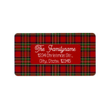 Custom Red Tartan Plaid Christmas Return Address