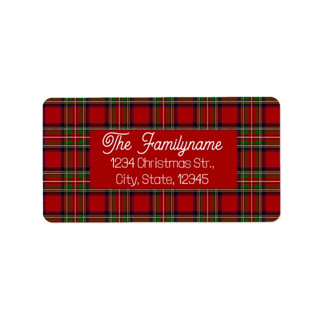 Custom Red Tartan Plaid Christmas Return Address  Label (Front)
