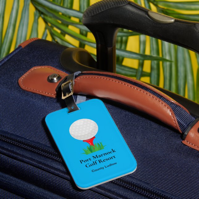 Custom Red Tee Golf Luggage Tag (Front Insitu 1)