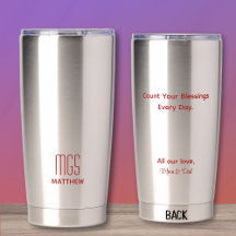 Custom Red Text Front & Back, 20oz Stainless Steel