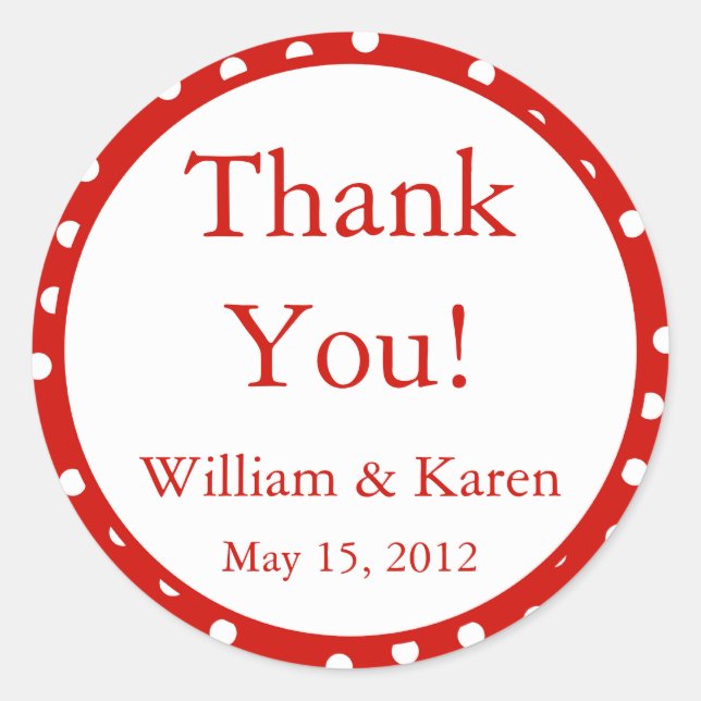 Custom Red Thank You Stickers and Favor Labels (Front)