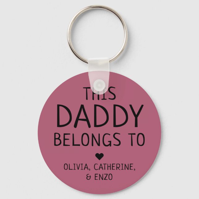 Custom Red This Daddy Belongs To Father's Day Keychain (Front)